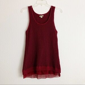 Lucky Brand Burgundy Sleeveless Knit Sweater